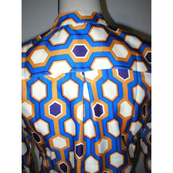 Womens New The Limited Blouse Work Play Blue Orange Cream Geometric Purple S Top - Picture 4 of 12